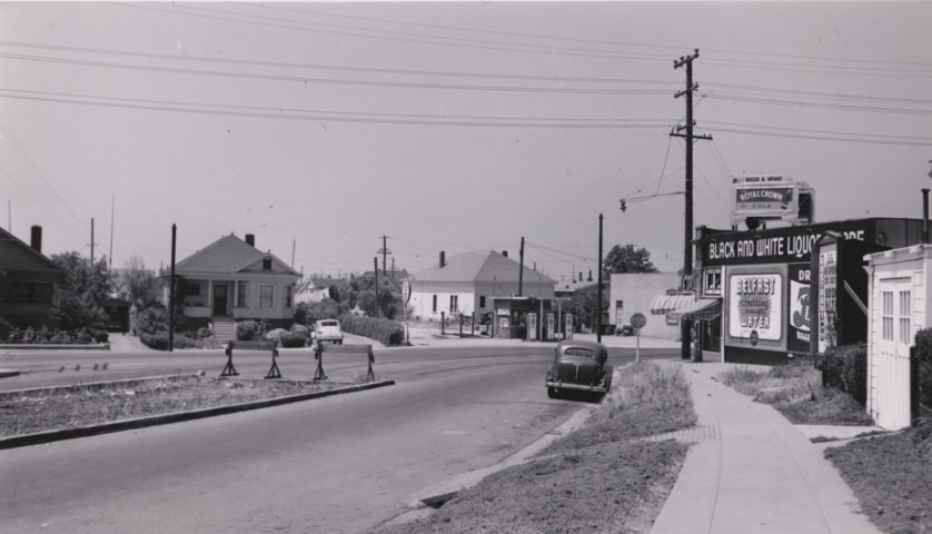 #63 Courtland Avenue looking toward Foothill Boulevard in the Fairfax district of Oakland, 1940s