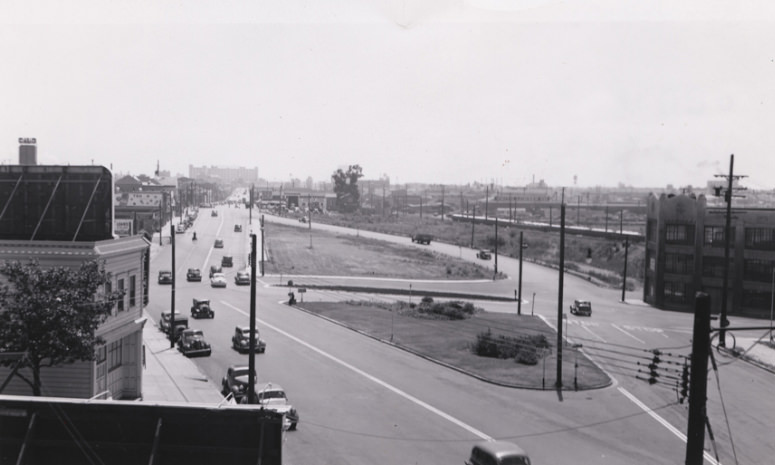 #36 Looking east along East 12th Street at 14th Avenue in the Clinton, 1940s