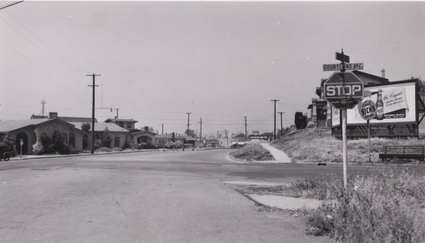 #64 Looking down Courtland Avenue from the corner of High Street and Ygnacio, 1940s