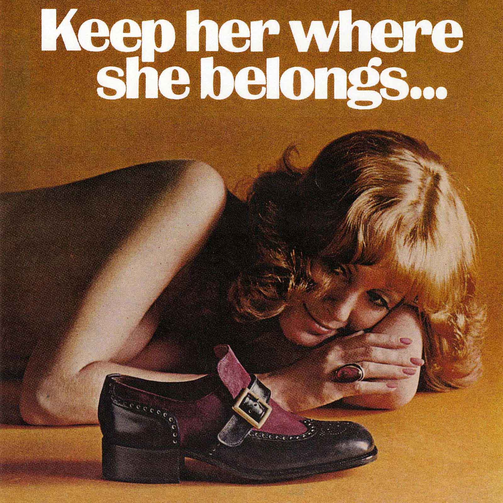 #1 A sexist vintage ad from the 1970s, promoting some fancy two-tone men’s shoes.