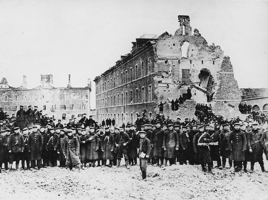 #19 Prussian troops within the ruins of Fort Issy near Versailles at the siege of Paris during the Franco-Prussian War on 1 February 1871 at Paris.