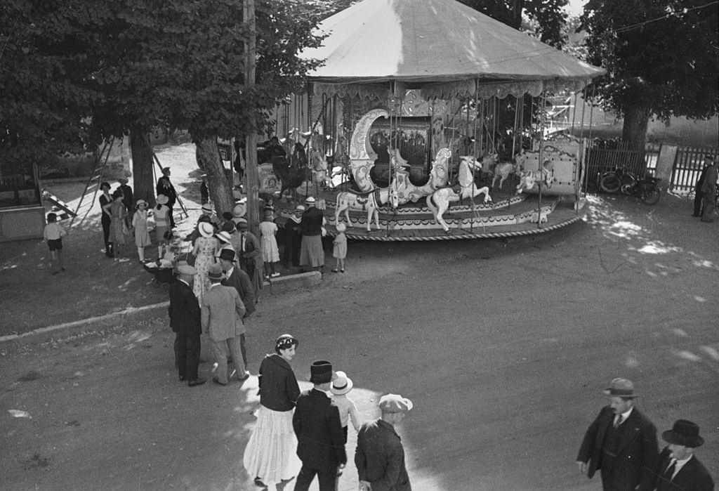 #6 Fairground attraction in a village, 1935.