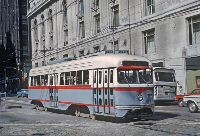 A Carson St. car at the P&;LE transfer near the Smithfiel St. bridge in Pittsburgh, PA September 1, 1965