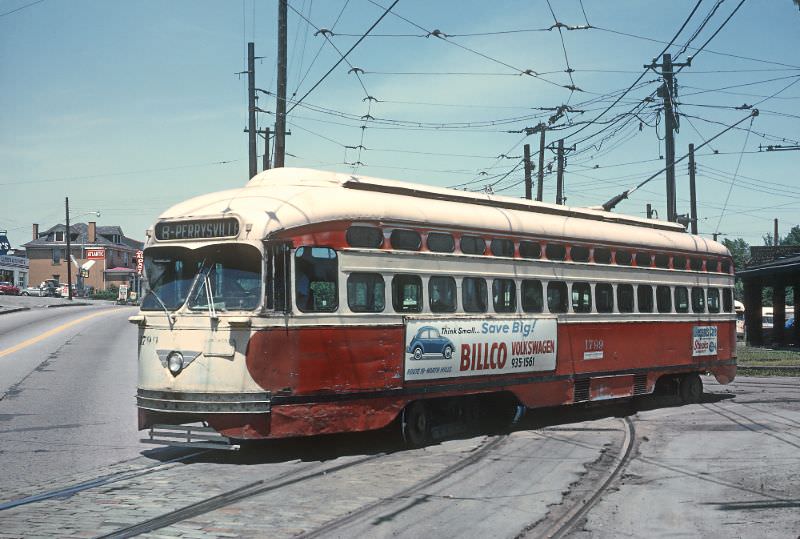 A Perryville leaving the Keating Car House, Pittsburgh, Pa on June 26, 1965