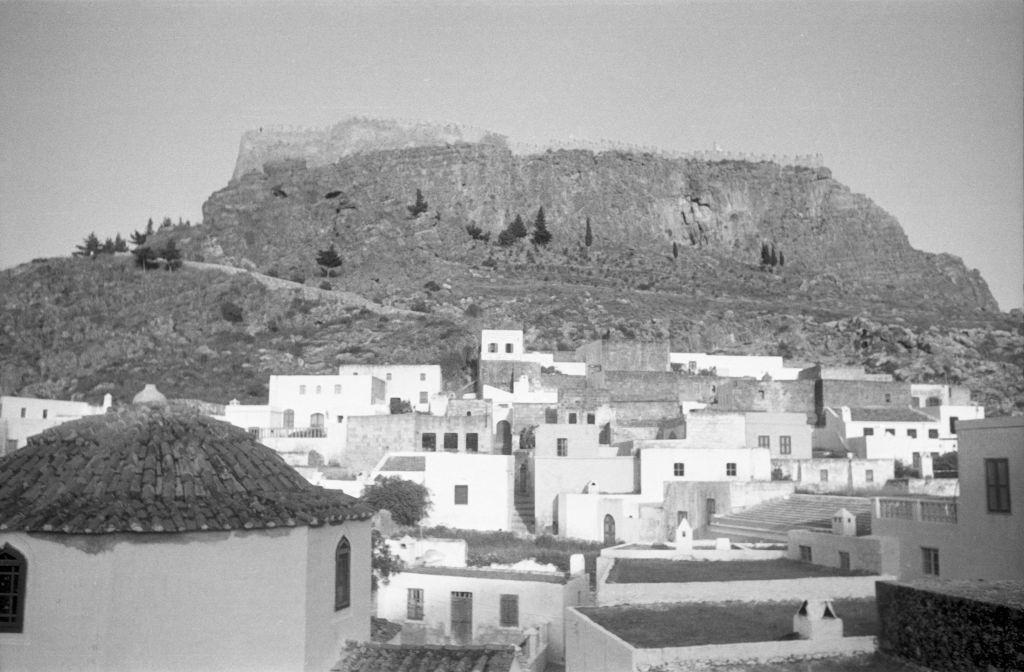 #39 The Acropolis above Lindos on Rhodes, Greece, 1950s.