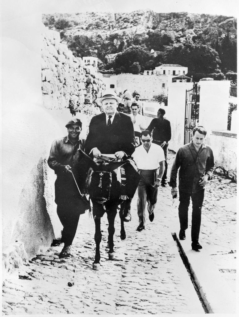 #62 Ludwig Erhard riding a donkey in Rhodes 1962.
