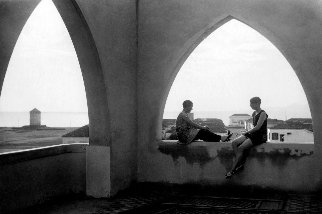 #8 Two women sitting in the balcony of hotel in Rhodes, 1920.