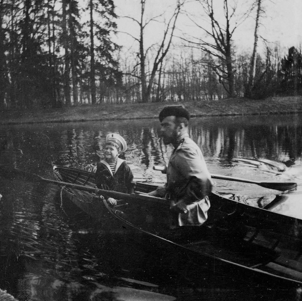 #15 Tsar Nicholas II and his son, Aleksei, near St. Petersburg.