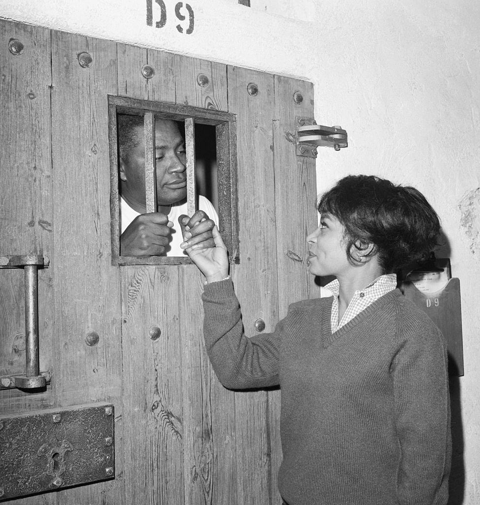 #10 Ruby Dee Locking up Ossie Davis in the movie “The Hill,” 1965.