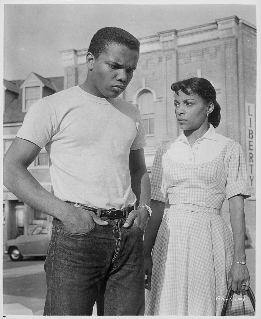 #4 Ruby Dee and Johnny Nash in a scene from the movie ‘Take a Giant Step’, 1959.