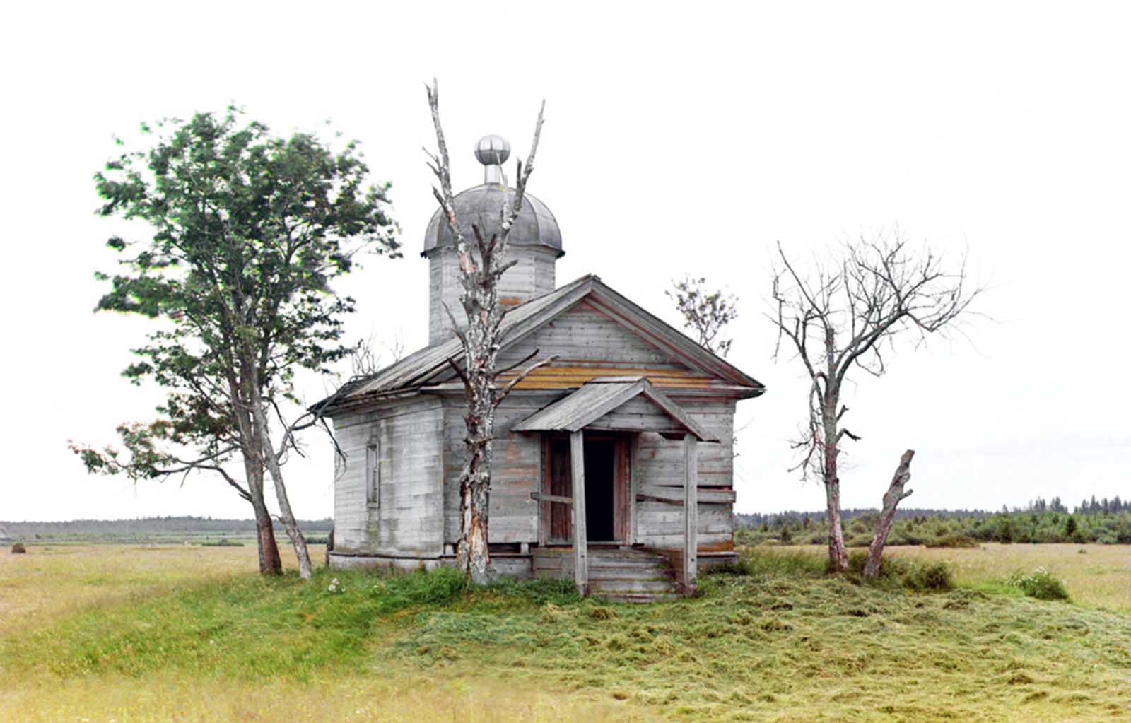 #102 A chapel sits on the site where the city of Belozersk was founded in ancient times, photographed in 1909.