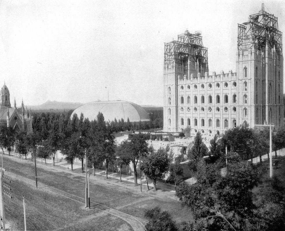 #64 New Mormon Temple under construction, 1900.