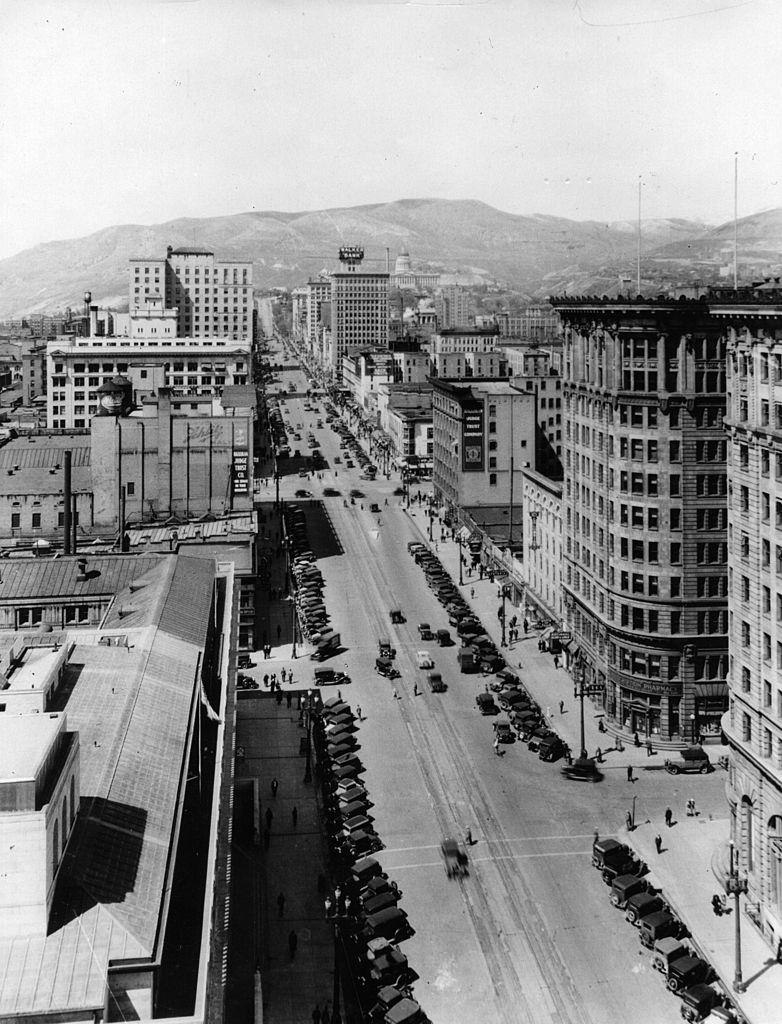#13 A view down one of Salt Lake City’s main thoroughfares, 1935.