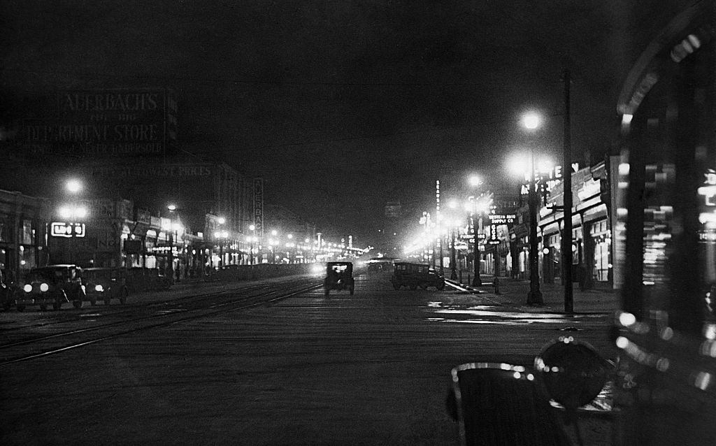 #48 Salt Lake City street at night, 1930.
