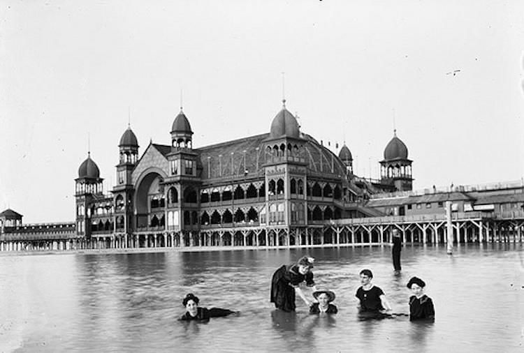 #52 People swimming in The Great Salt Lake at the Saltair II in 1933