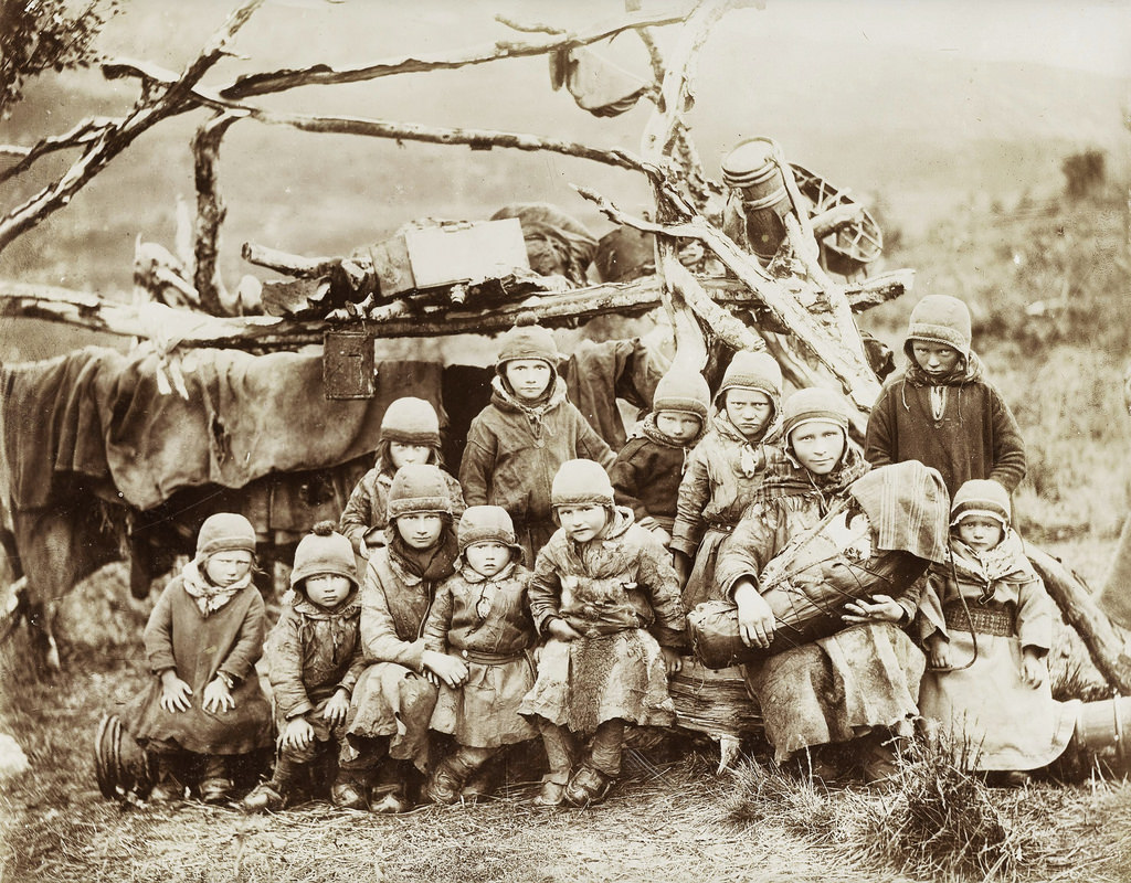 #4 A semi-nomad Sami Children Northern Sweden Norway late 1800 (likely from 1884, Bonaparte).