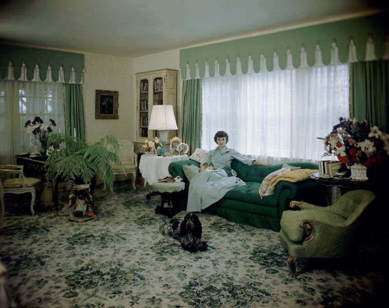 #35 Mrs. William Paley (aka Babe Paley) in a light green wrap dress, 1948