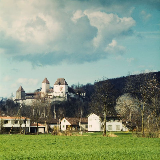 #21 View from near 28 Oberburgstrasse of the Schloss Burgdorf, Burgdorf, 1950s