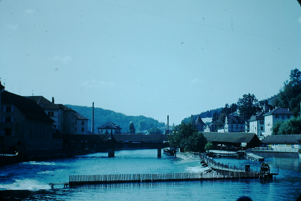 #13 Oldest Bridge in Lucerne, Switzerland, 1953