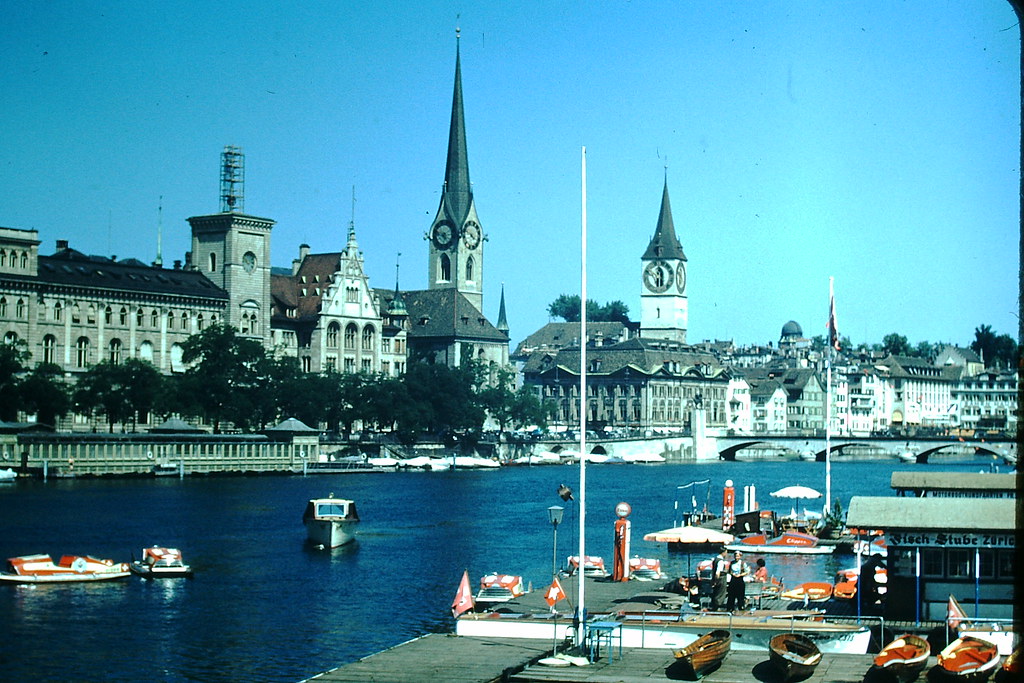 #38 River from Burki-Platz- Zurich, Switzerland, 1953