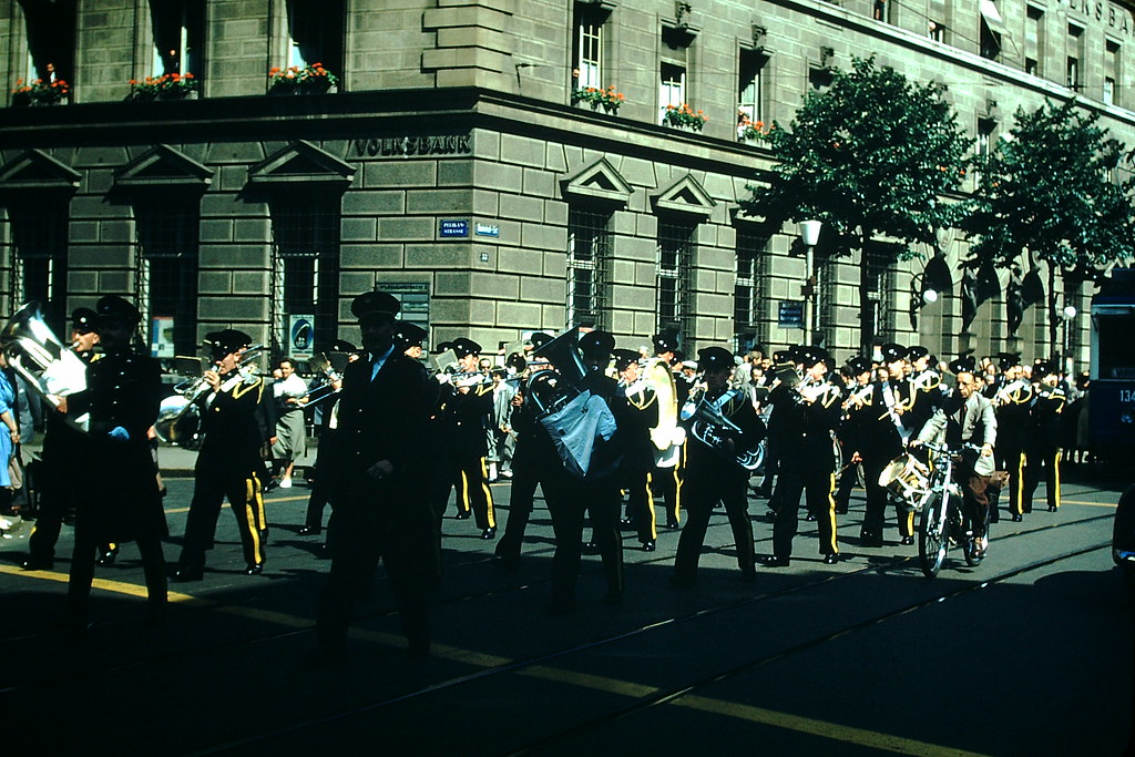 #42 Band on Bahnhofstrasse- Zurich, Switzerland, 1953
