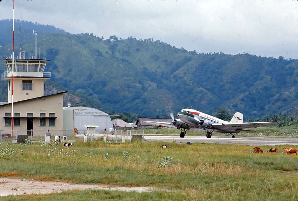 #29 Dili airport Zamrud DC3, Timor, 1970s