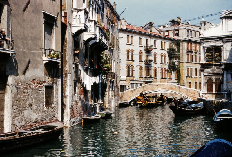 #7 Northerly view from bridge on Salizzada dei Greci, along Rio de la Pleta, Venice, 1950s