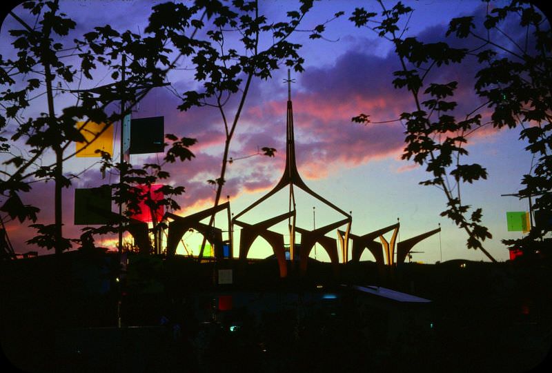 #12 The Christian Pavilion as the sun sets on a June day at the 1962 Seattle World’s Fair