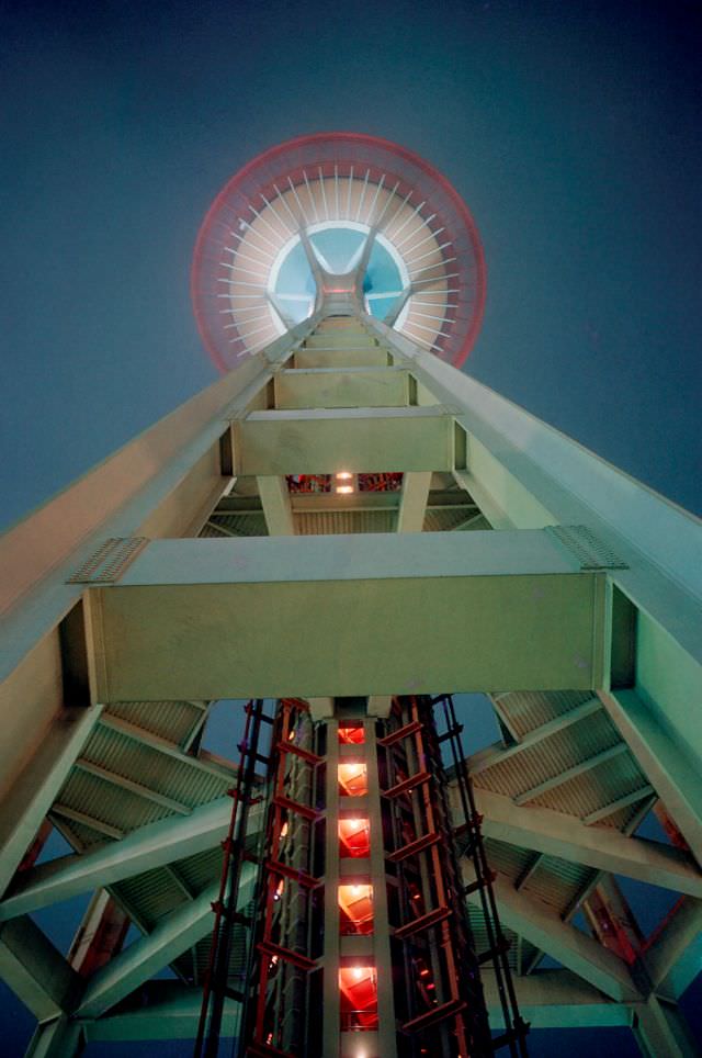 #24 Under the Space Needle on a foggy night during the 1962 Seattle World’s Fair
