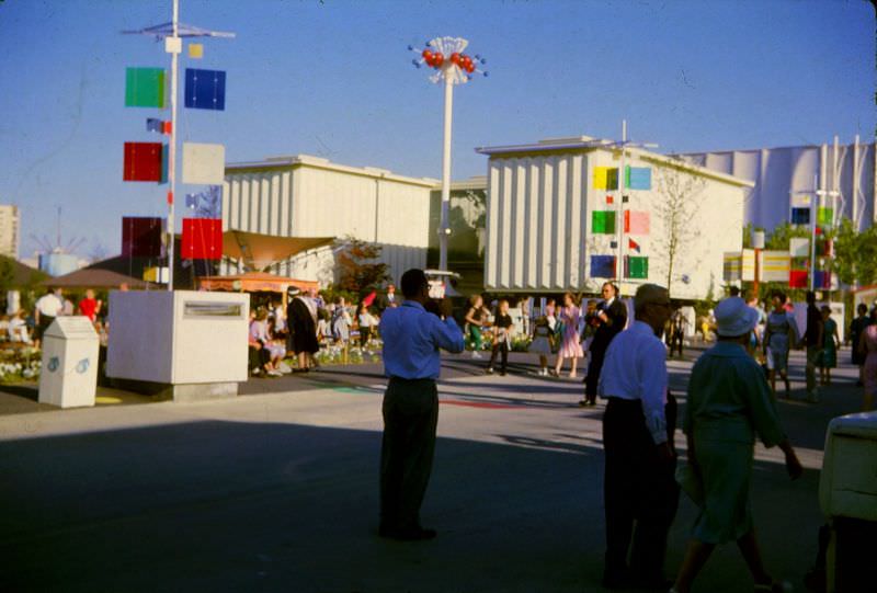 #25 Visitors walk the fairgrounds at the 1962 Seattle World’s Fair