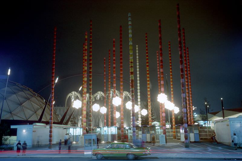 #7 Entrance gate at Night at the 1962 Seattle World’s Fair