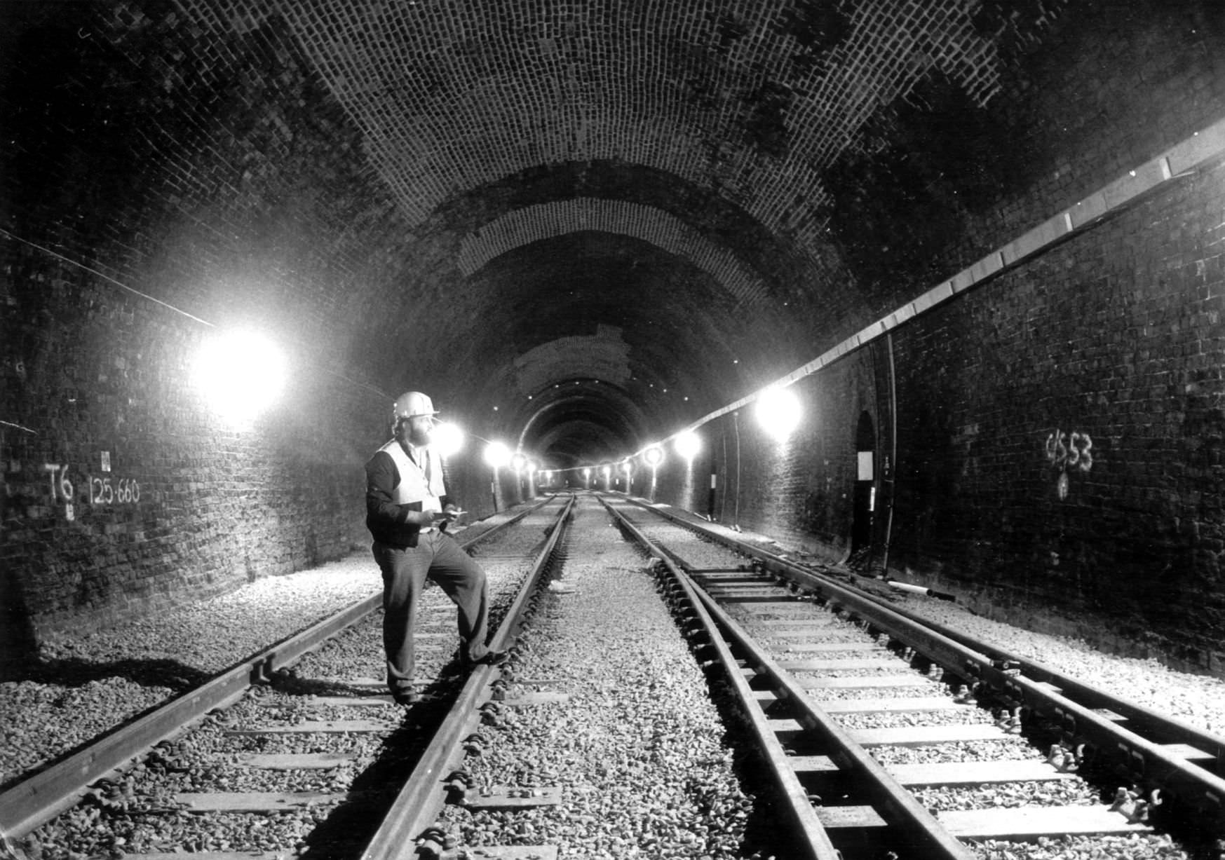 #24 Completed trackwork inside Snow Hill Tunnel as pictured on 13th August 1987 ready for the re-opening of rail services from Birmingham to Stratford