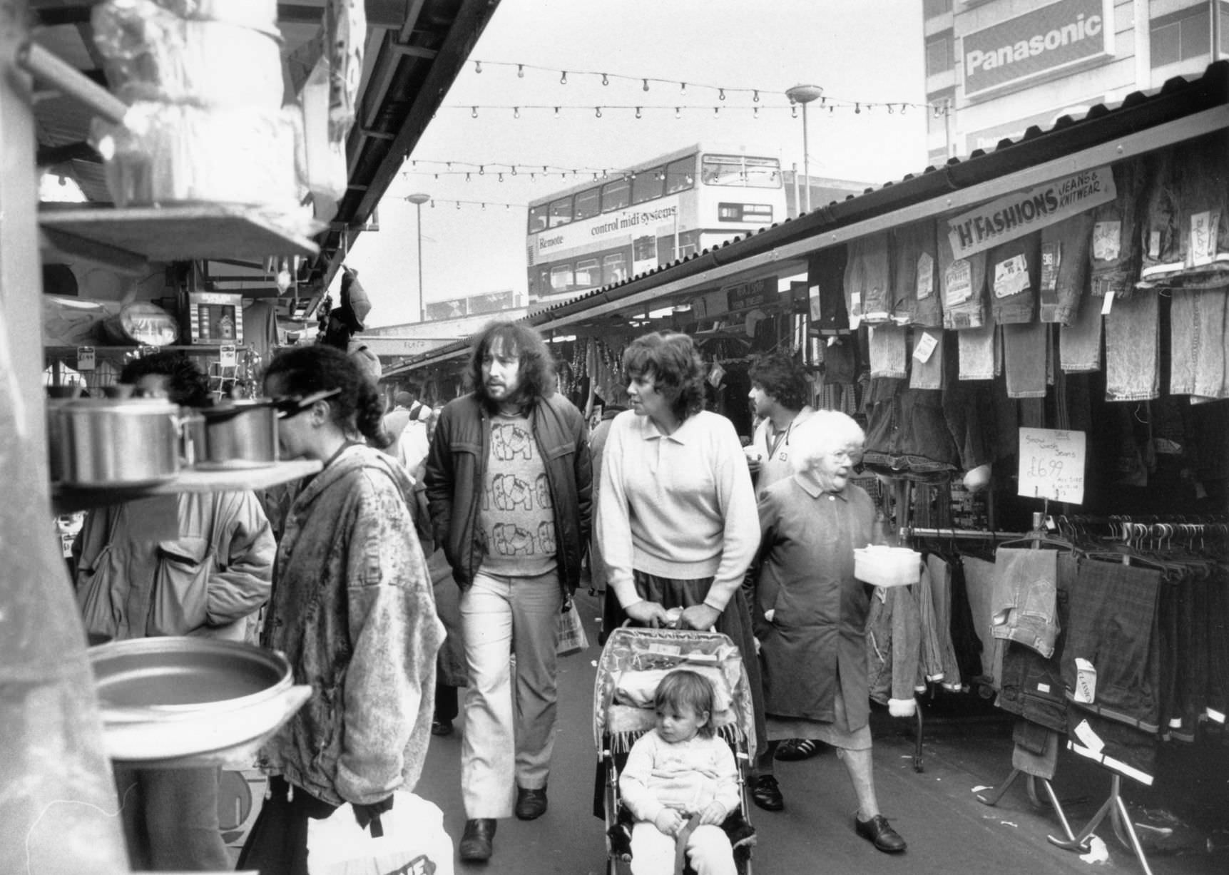 #27 A typical Thursday afternoon in the open air markets in the Bull Ring, 10th December 1987.