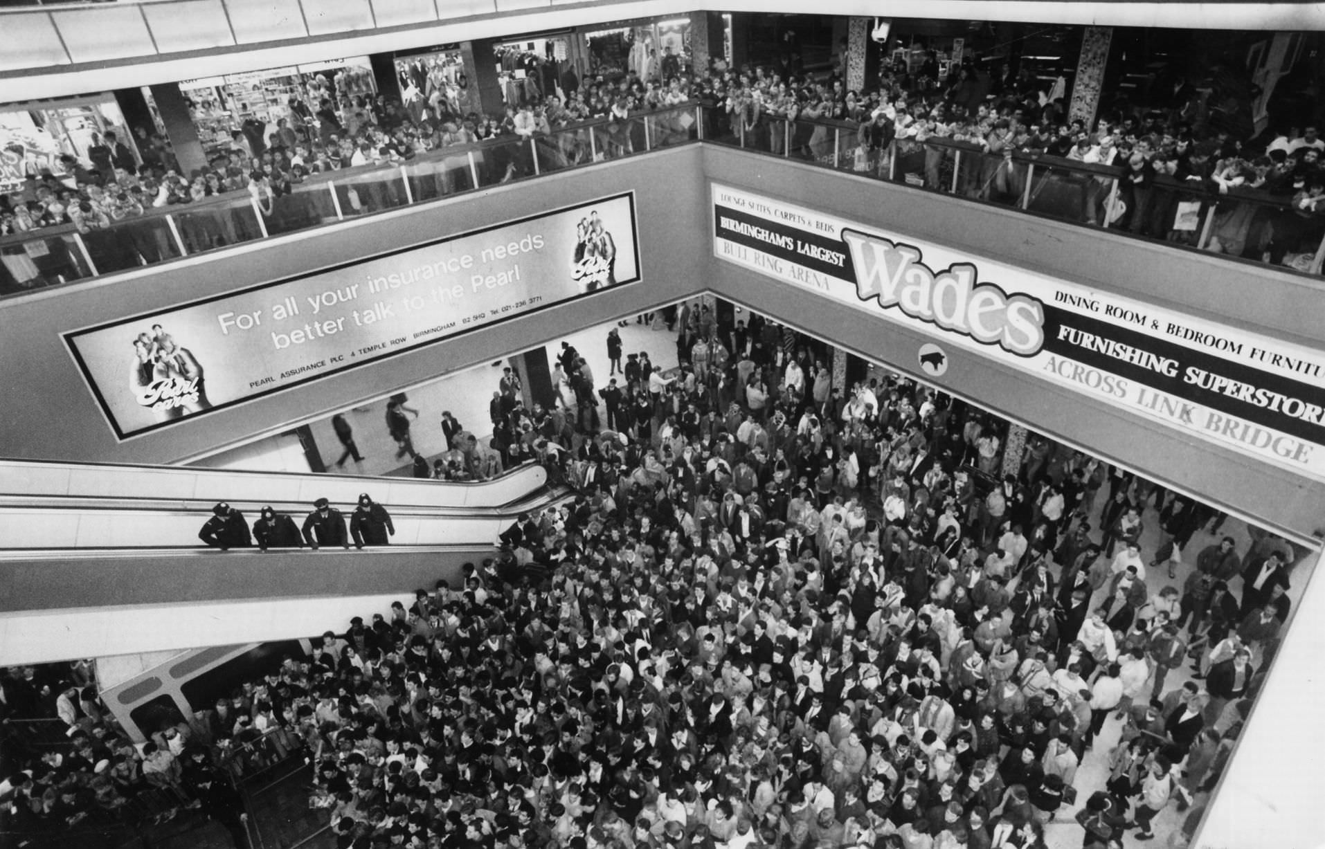 #31 Thousands of young pop fans gather at the Bull Ring Shopping Centre for pop singer Tiffany, 19th January 1988.