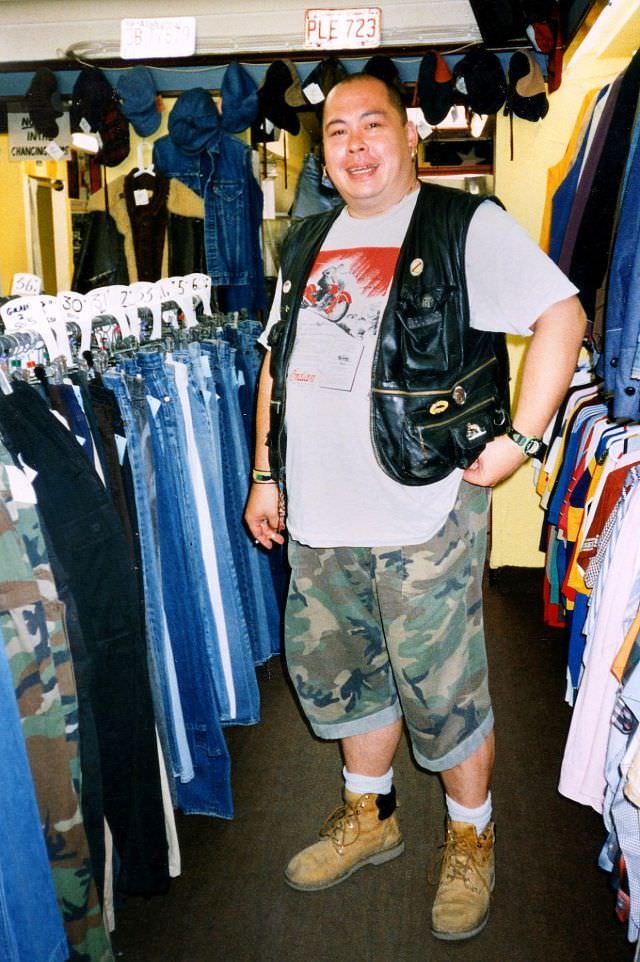 #27 Peter at Uncle Sam’s Clothing Shop, Sydney Street, 26th July 1994