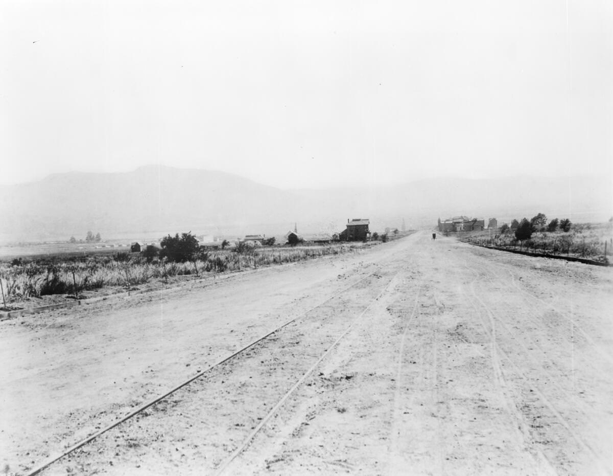 #23 View of Olive Avenue looking southeast, showing Burbank in the distance, ca.1887