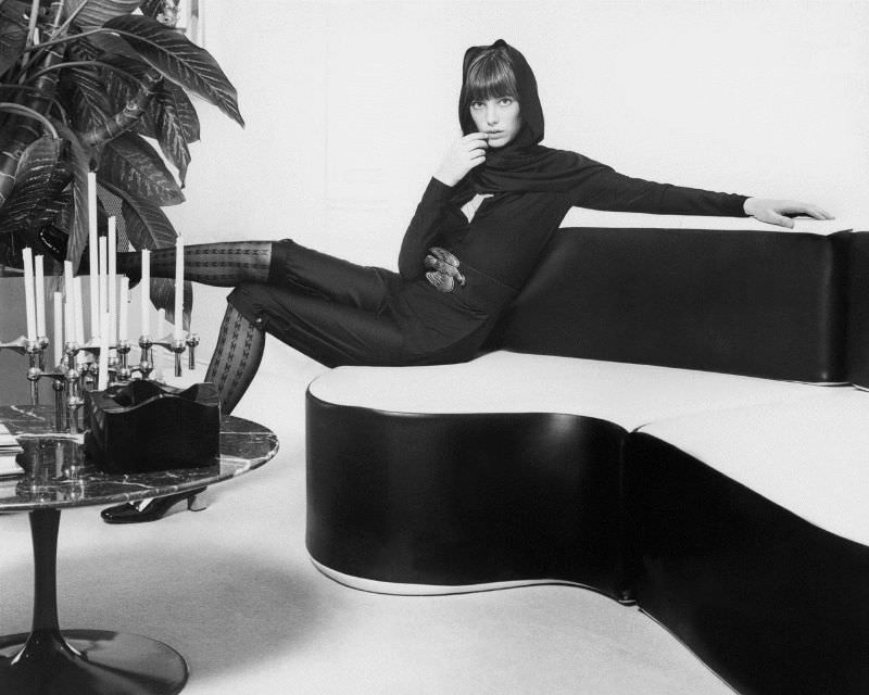 #35 ane Birkin wearing a hooded shirt by Florence Alper, 1971