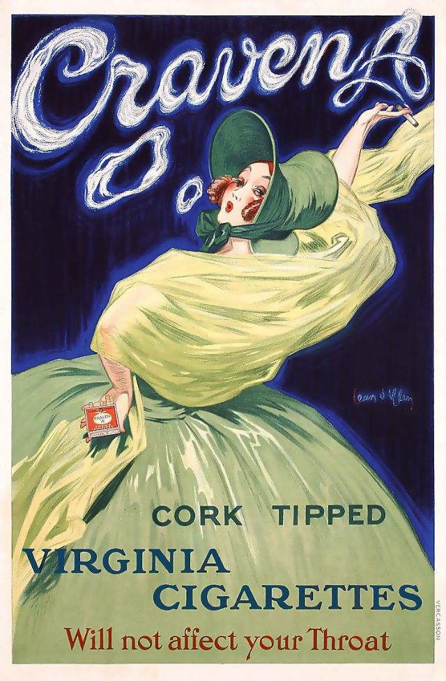#7 Craven A, Cork Tipped Virginia Cigarettes, circa 1920s