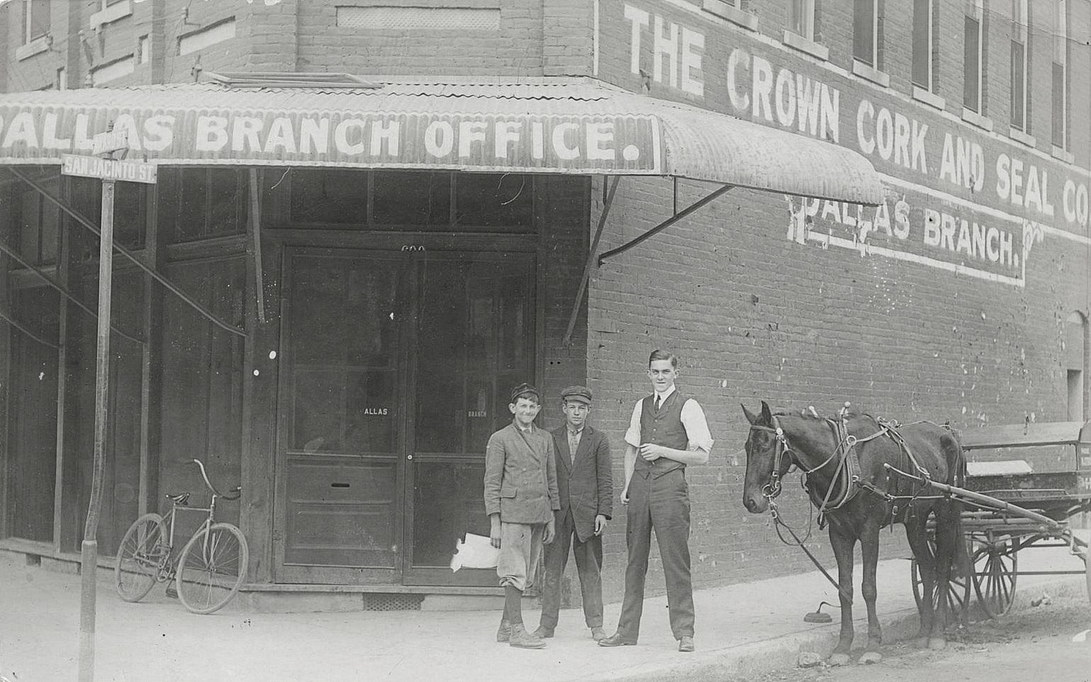 #60 Branch office of the Crown Cork & Seal Co. at 600 N. Akard (at San Jacinto), currently the location of the swank Dakota’s Steakhouse,1909