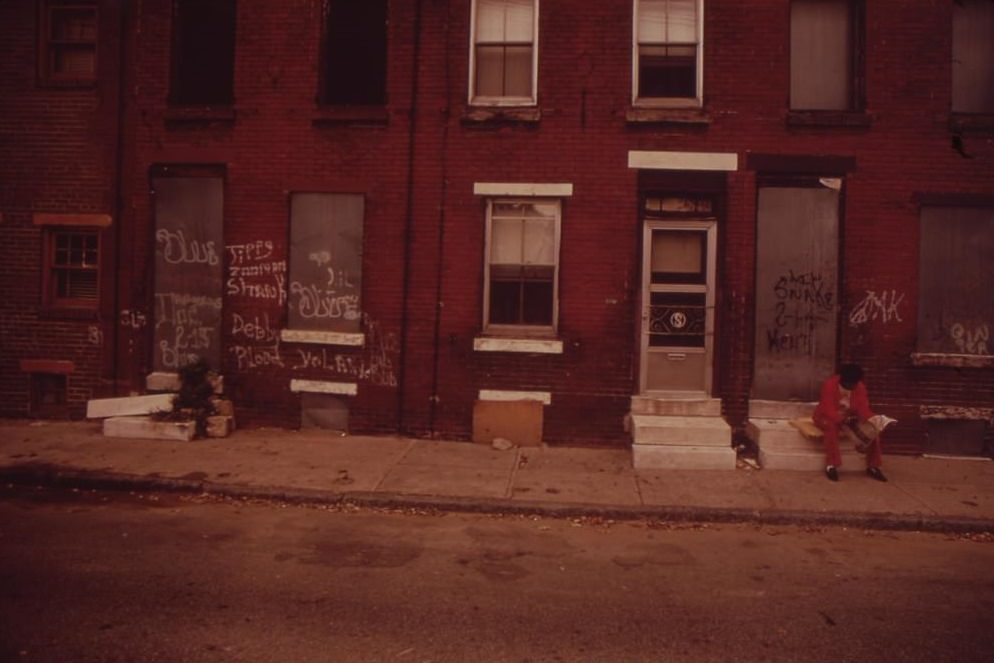 #10 Two Men Sit Silently On Stoops Of Abandoned North Philadelphia Houses, August 1973