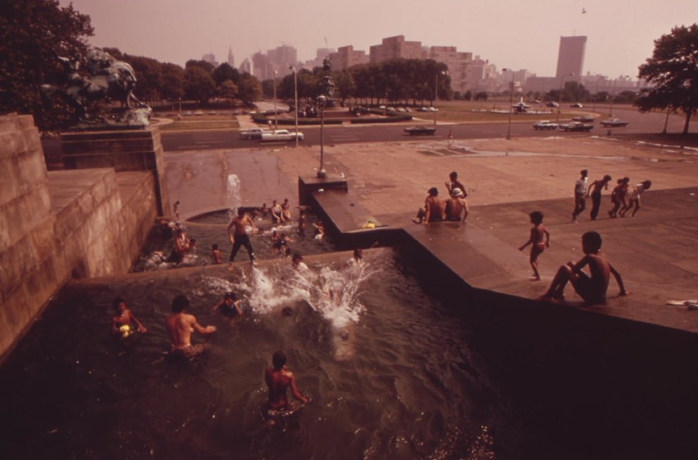 #49 The Art Of Cooling Off Is Enthusiastically Pursued In The Fountains Of The Philadelphia Museum Of Art, August 1973