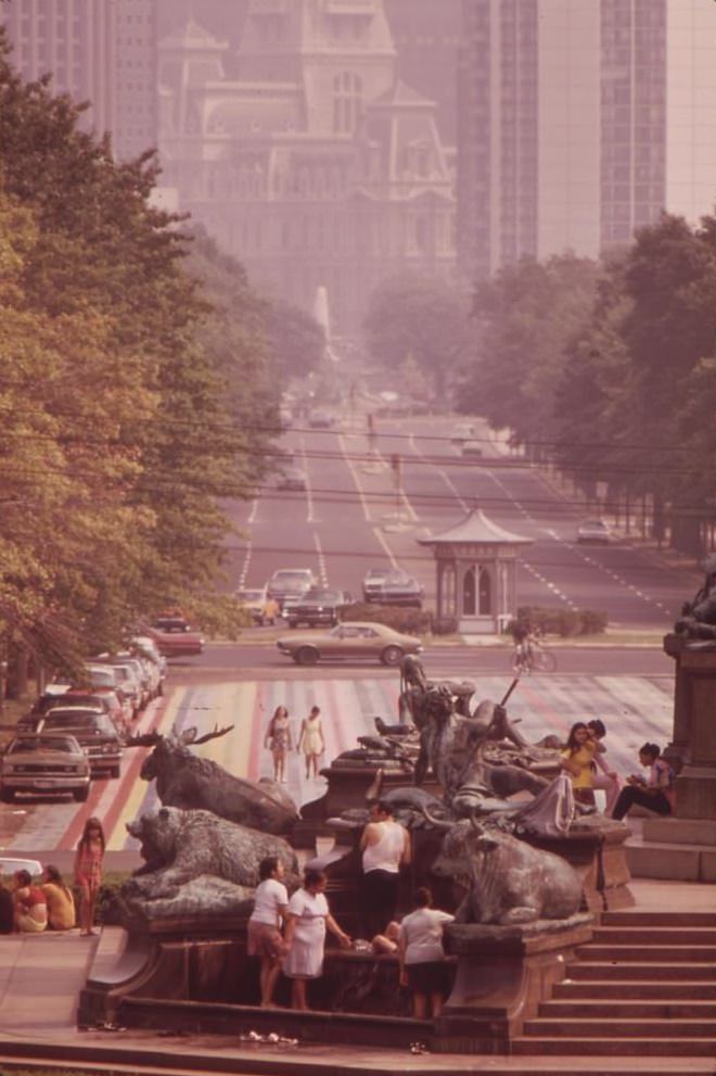 #50 From The Steps Of The Philadelphia Museum Of Art – Looking Down Benjamin Franklin Parkway Toward City Hall And Center City, August 1973