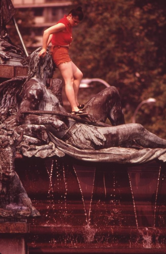 #54 Cooling Off In One Of The Fountains Around The Philadelphia Museum Of Art, August 1973