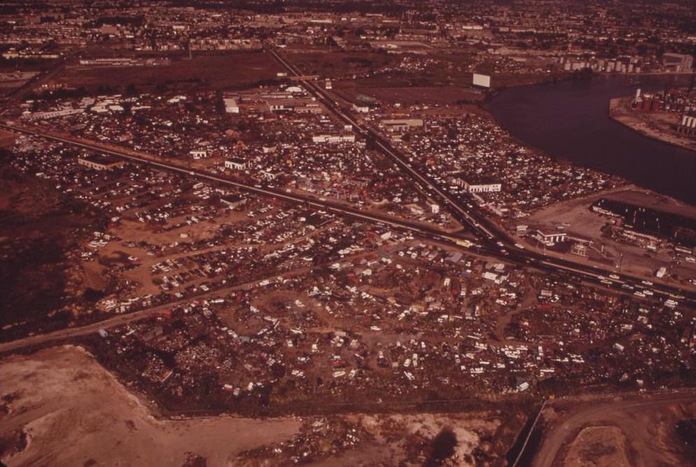 #57 Auto Junkyards Off Network Of Roads In Southwest Philadelphia, August 1973