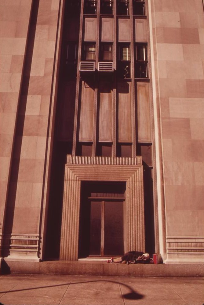 #58 Homeless Man Sleeping On Doorway Of Penn Central’s 30th Street Station, August 1973