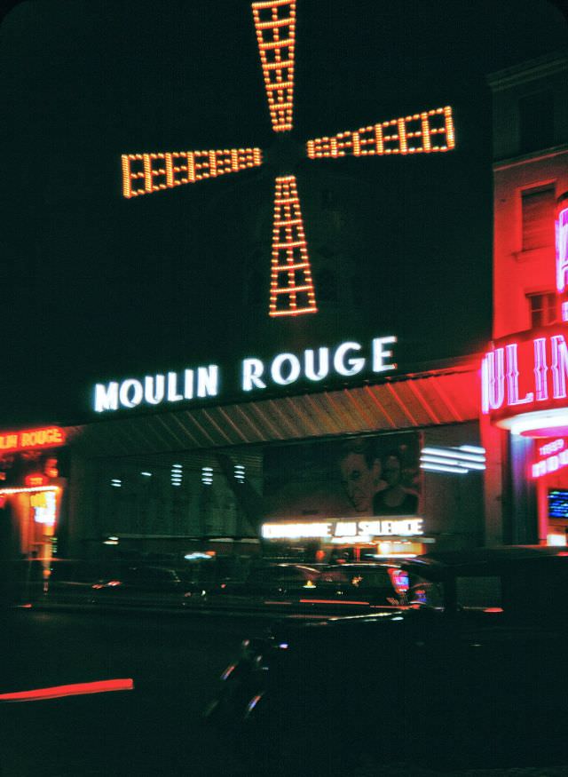 #52 Moulin Rouge at night, Paris, 1956