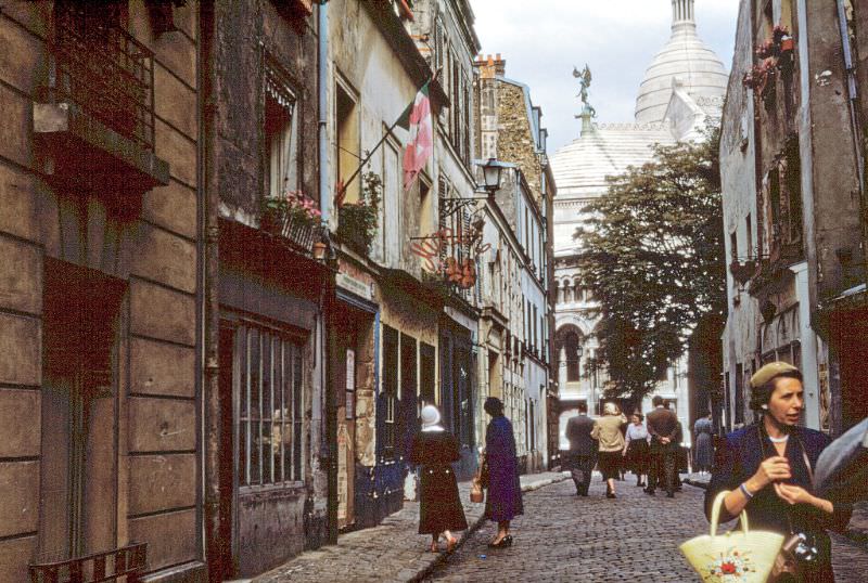 #56 On Rue du Chevalier de la Barre, looking towards Sacré-Cœur Basilica, Paris, 1953