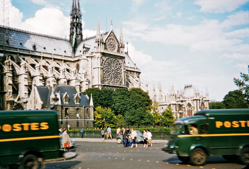 #74 View from the southern bank of the River Seine of the Notre Dame de Paris, 1956