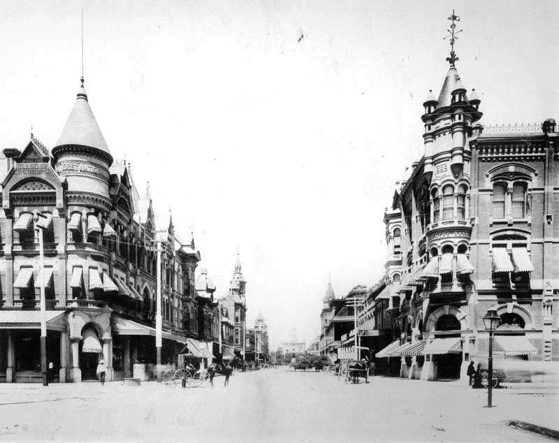 #3 Intersection of Mariposa and I later Broadway streets Fresno, 1890