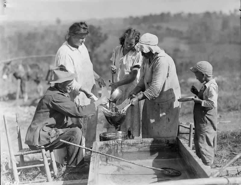 #27 Straining the sorghum on the farm of J. W. Stooksberry, Anderson County, Tennessee.